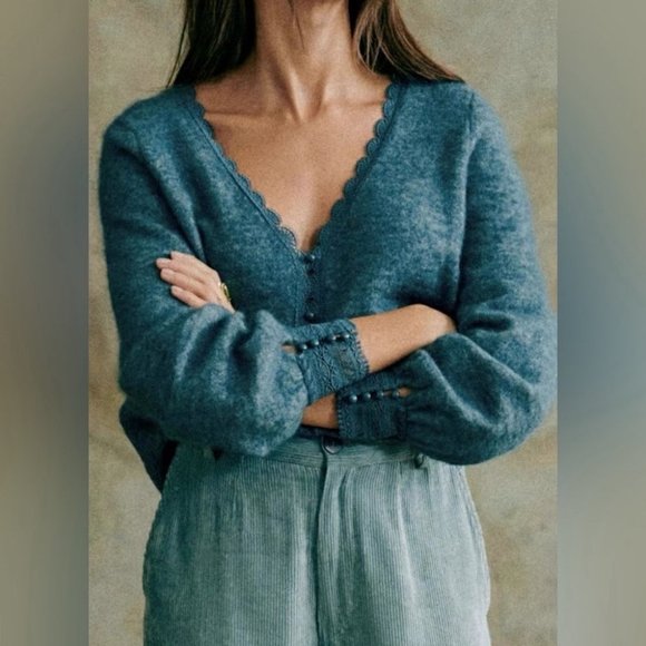 Sezane Sweaters - NEW Sezane Melina Cardigan in Sage | Blue Green- size M